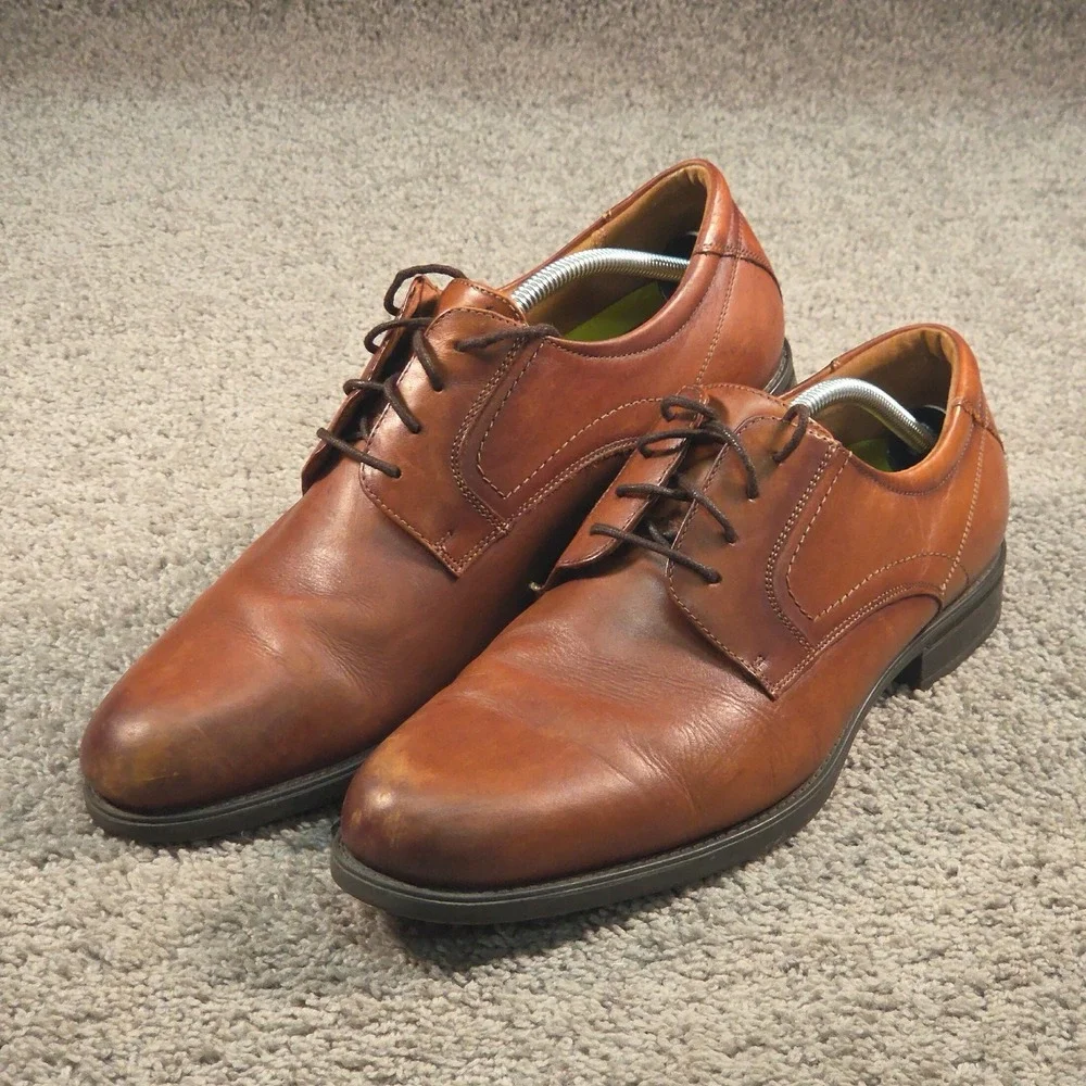 Florsheim Midtown Plain Toe Oxford Derby Mens 13D Cognac Leather 12135-221